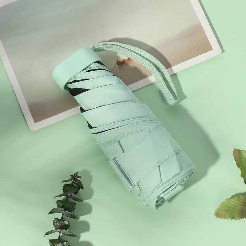 Light green Модный складной зонт-капсула, подарок для женщин и мужчин, мини Карманный Зонтик для девочек, анти-УФ, водонепроницаемый, портативный, для путешествий - Цвет: Light green