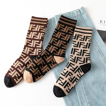 

2020 Winter high Quality street hip-hop Letter pattern middle tube socks For Women Men's Cotton Socks Man Meias Mens Calcetines