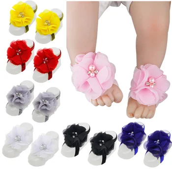 

Toddler Baby Shoes Accessories Baby Girls Barefoots Sandals Elastic Force Foot Flower Feet Accessories