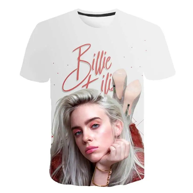 

Hot sell 3D billie eilish T-shirt Summer anime shirt child Top Cosplay Costume harajuku off white Ladies Short Top t shirt men