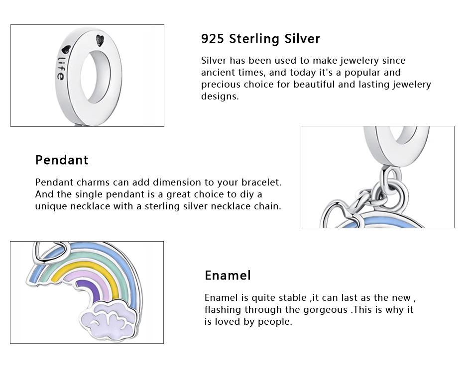 925 пробы серебряный шарм шарик Радуга любви талисманы идеальный день кулон подходит Pandora Браслеты для женщин DIY ювелирные изделия