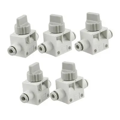 

5 Pcs 4mm Tube Push in to Connect Pneumatic Fitting 2 Way Hand Valves