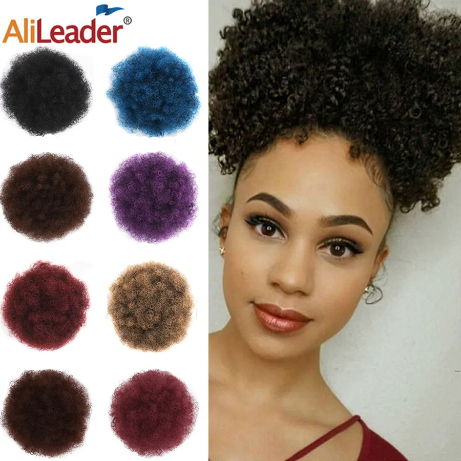 Online Shop Alileader Black Curly Chignon Afro Naturel Hairpiece