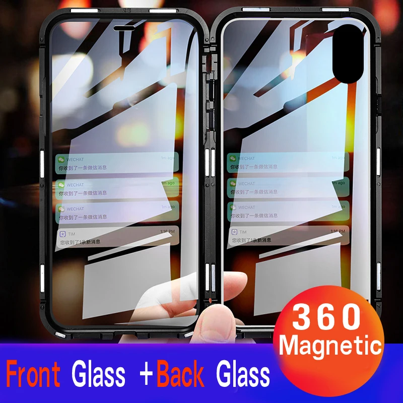 Двухсторонний стеклянный Магнитный чехол для iPhone 12 11 Pro Max Mini XR X XS 8 7 6 6S Plus SE 2020
