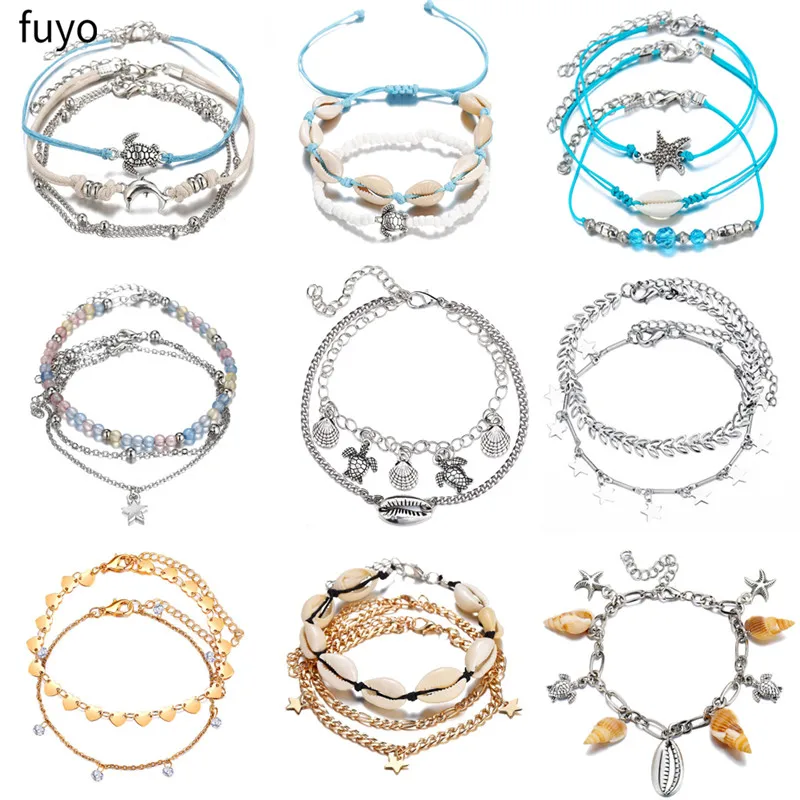Bohemian Anklet Set For Women Nature Shell Heart Star Anklets 2019 Bracelet On Leg Barefoot DIY Foot Jewelry Beach Accessories Bohemian Anklet Set For Women Nature Shell Heart Star Anklets 2019 Bracelet On Leg Barefoot DIY Foot Jewelry Beach Accessories