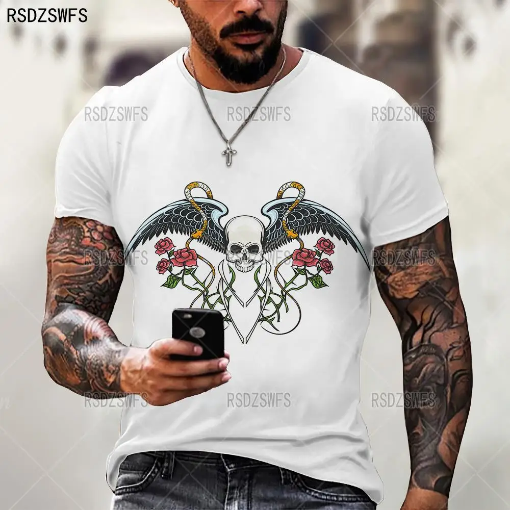 

Fashion Summer Hip-hop Street 3D Printing Horror Skull Pattern Male/Female T-shirt Personality Trend Loose Oversized Top XXS-5XL