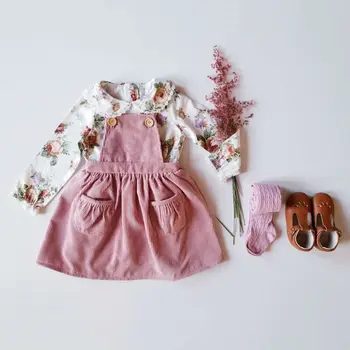 

Autumn Toddler Baby Clothes Long Sleeve Floral Tops Shirt Bib Dress Outfits Set Cute Baby Tutu Sundress