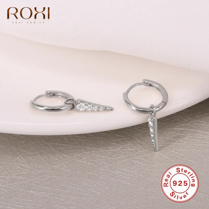 ROXI модные корейские ювелирные изделия простая серьга геометрической формы 925 пробы Серебряный треугольник кулон серьги гвоздики для женщин ювелирные изделия