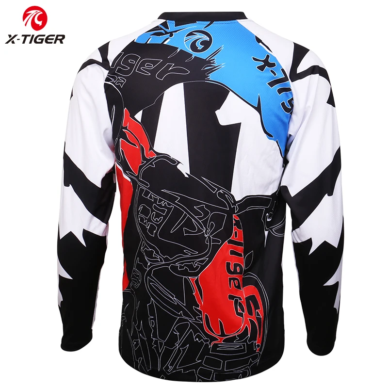 X-Tiger Спортивная Мужская футболка с длинным рукавом, спортивная одежда для гонок, полиэстер, быстросохнущая велосипедная одежда из Джерси для горного велоспорта, велосипедная футболка DH