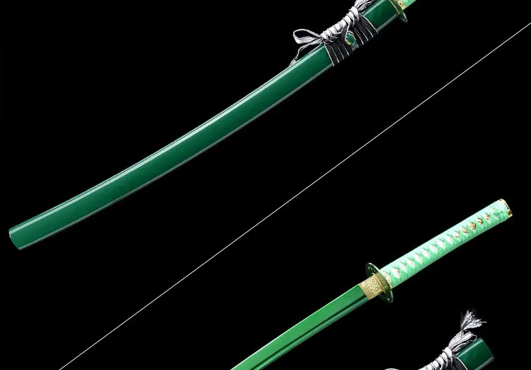 Katana Sword Real Japanese Samurai Swords Katana with Green Saya 1065 Carbon Steel Sharp Blade