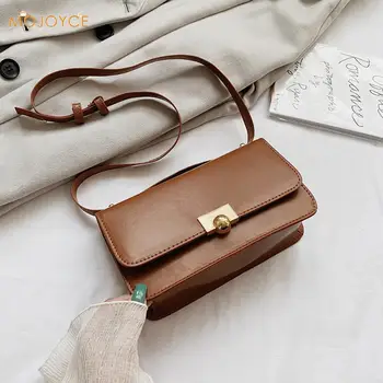 

Simple Solid Color PU Leather Messenger Bags Women Girl Portable Square Flap Shoulder Crossbody Handbag Pouch