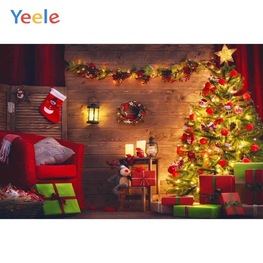 

Christmas Tree Sock Wooden Floor Shelf Chair Home Decor Backdrop Photography Custom Photographic Background For Photo Studio