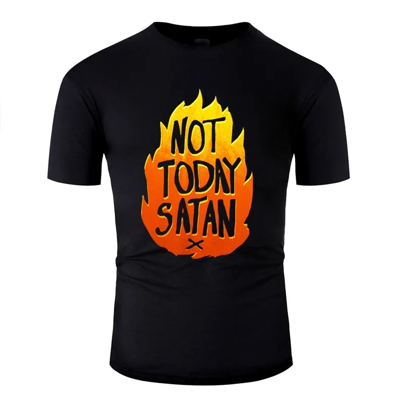 Мужская футболка с круглым вырезом и принтом Not Today satan S-5xl защитой от морщин |