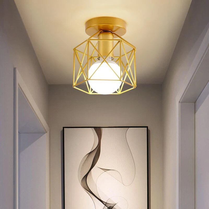 Retro LED Ceiling Lamp Cozy Decor for Bedroom E27 Vintage Ceiling Lights Fixture Metal Cage for Porch Aisle Corridor 110-220V led ceiling light,ceiling light