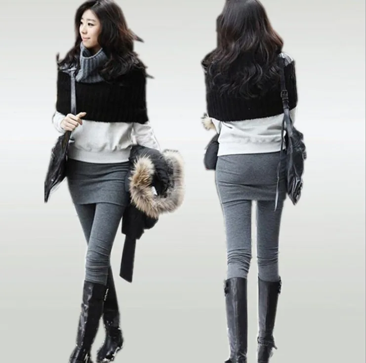 Осень, новая мода, корейские штаны, зима, дышащие леггинсы для фитнеса женские юбки, имитация одного гофрированного низа