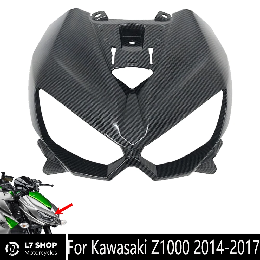 

Motorcycle Parts Headlight Head Cover Fairing For Kawasaki Z1000 2014-2017 ABS Injection Molding Carbon Fiber Color