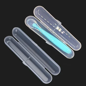 

1Pcs Portable Transparent Baby Feeding Spoon Storage Box Container Travel Lightweight Spoon Fork Organizer