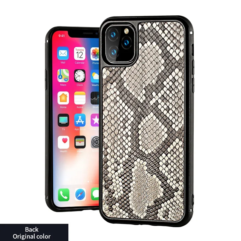 Кожаный деловой чехол для телефона из натуральной кожи питона для iPhone 11 Pro max 11 Pro X XS max XR 7 8 Высококачественная защита от падения - Цвет: Серый