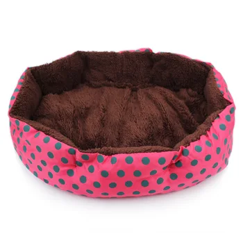 

Pet Dog Bed Dot Printing Design Winter Warming Soft Pet Nest With Removable Pet Mat Octagon Shape Kennel Kitten Puppy