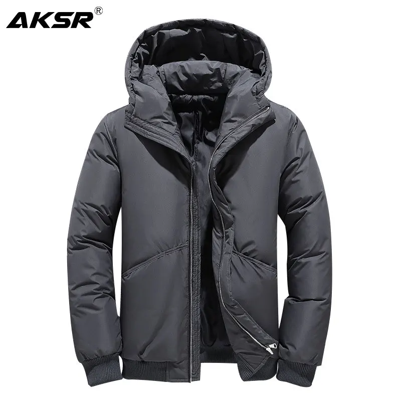 

AKSR Men's Winter Down Jacket Coat Large Size Thick Warm Hooded Duck Down Puffy Jacket Male 2019 Brand Clothing doudoune homme
