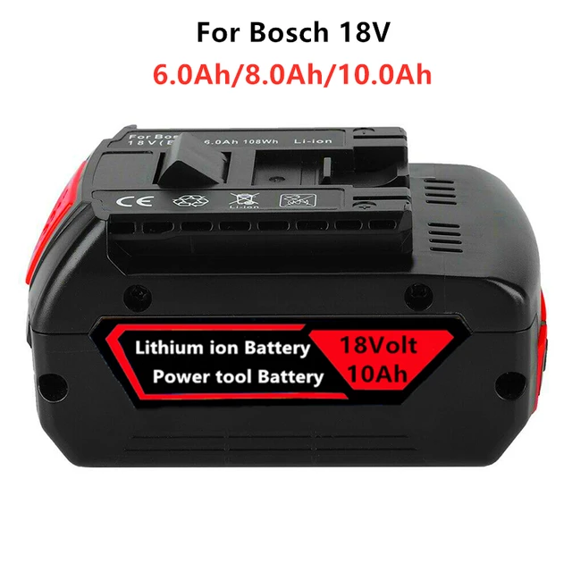 Paquete de 2 baterías y cargador BAT609 de 6000 mAh 18 V de repuesto para  batería Bosch de 18 voltios de iones de litio compatible con batería Bosch