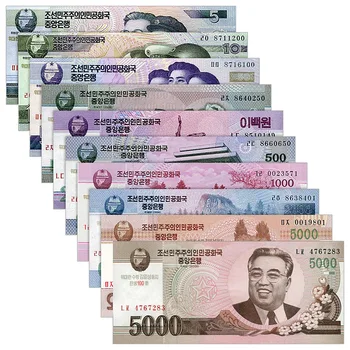 

North Korea Full Set, 5 10 50 100-5000 Won, 100th COMM. UNC banknotes