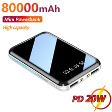 Mini przenośny 80000mAh Power Bank PD 20W Oneway szybkie ładowanie z latarką cyfrowy wyświetlacz dla IPhone Xiaomi tanie i dobre opinie Tollcuudda Bateria litowo-polimerowa Wyświetlacz cyfrowy podwójne USB CN (pochodzenie) Micro USB Z tworzywa sztucznego