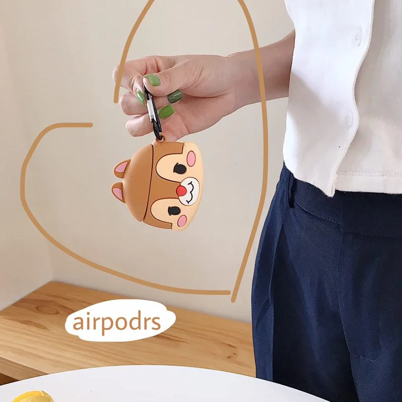 3D белка чип и Дейл чехол для Airpods 1 2 Милые силиконовые аксессуары Bluetooth чехол для наушников Защитная крышка с брелком