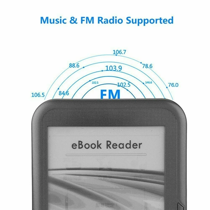 6 Inch 4GB Ebook Reader E-Ink Capacitive E Book Light Eink Screen E-Book E-Ink E-Reader MP3 with Case, WMA PDF HTML