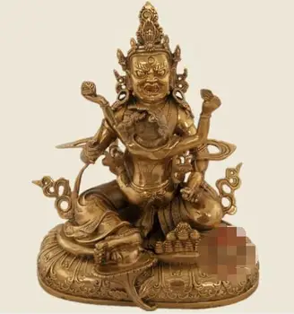 

12" Tibet Tibetan Buddhism copper gilt hand made RED Jambhala statue