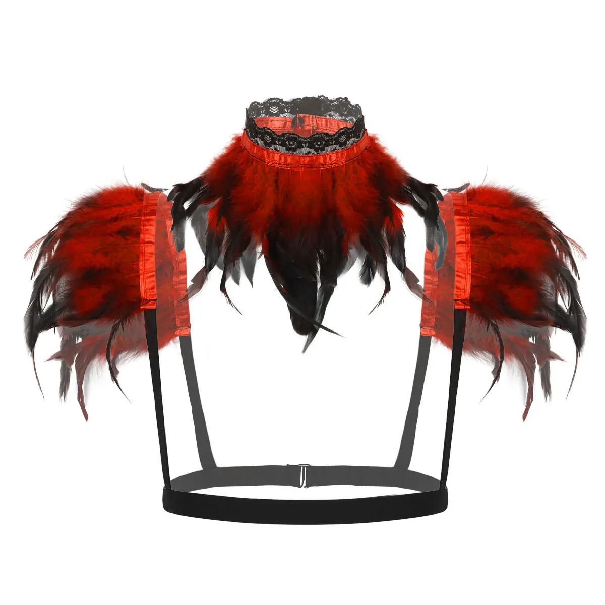 2 шт Хэллоуин вечерние женские викторианская готика из натурального перьев шаль фиксатор для плеча накидка с воротником для винтажного сбора - Цвет: Red