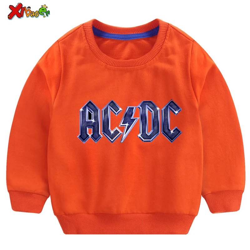 Свитера для маленьких мальчиков; Осенняя модная детская толстовка ACDC; белый Хлопковый пуловер для маленьких девочек; милый детский топ с длинными рукавами