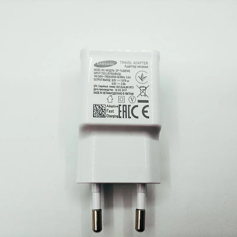 Зарядное устройство для samsung, быстрое зарядное устройство, 9 В/1,67 А, быстрая зарядка, кабель типа C для Galaxy S10 S8 S9 Plus A3 A5 A7 A70 A50 A30 Note 8 9