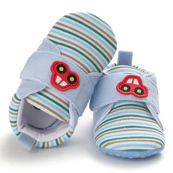 

Winter Baby Girls Boys Shoes Warm Anti-Slip Casual Cartoon Car Stripe Sneakers Toddler Soft Soled Walking Shoes