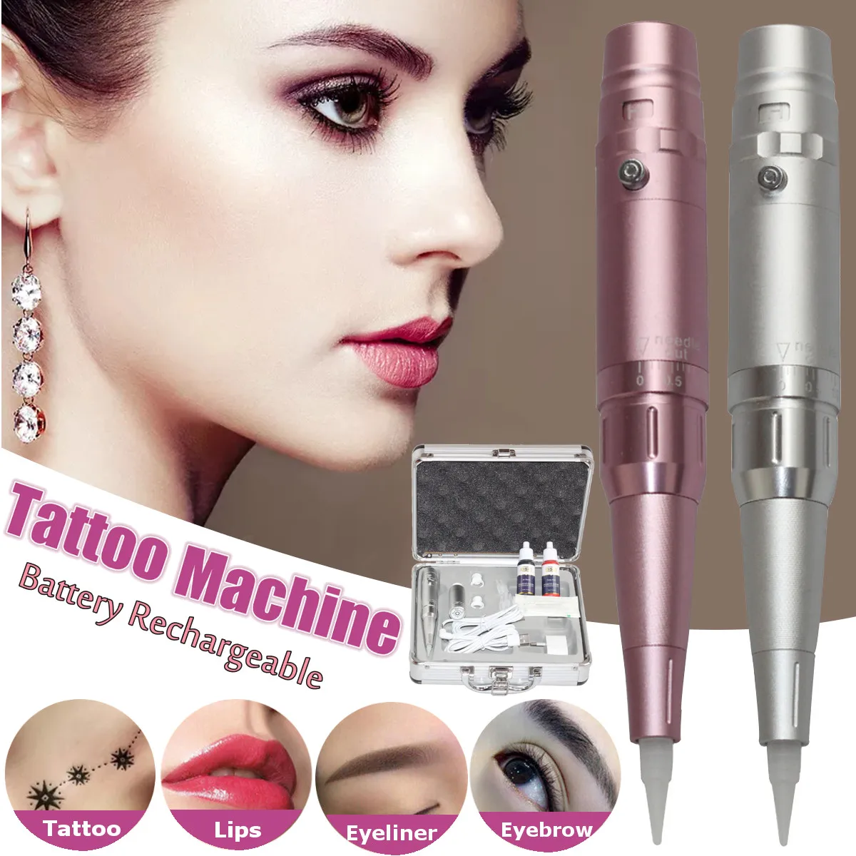 

Tattoo Machine Pen Kit Digital Intelligent Permanent Makeup Eyebrow Lip Microblading Eyebrow Needle Tips Inks Ring Cup Set