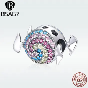 

BISAER Beads for Women Jewelry Making 925 Sterling Silver Sweet Rainbow Candy Metal Charm fit for Original Charm Bracelet GXC898