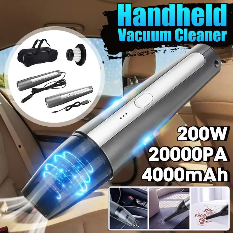 Car Wireless Vacuum Cleaner 200W 20000pa Powerful Cyclone Suction Home Handheld Cleaning Mini Cordless | Автомобили и мотоциклы