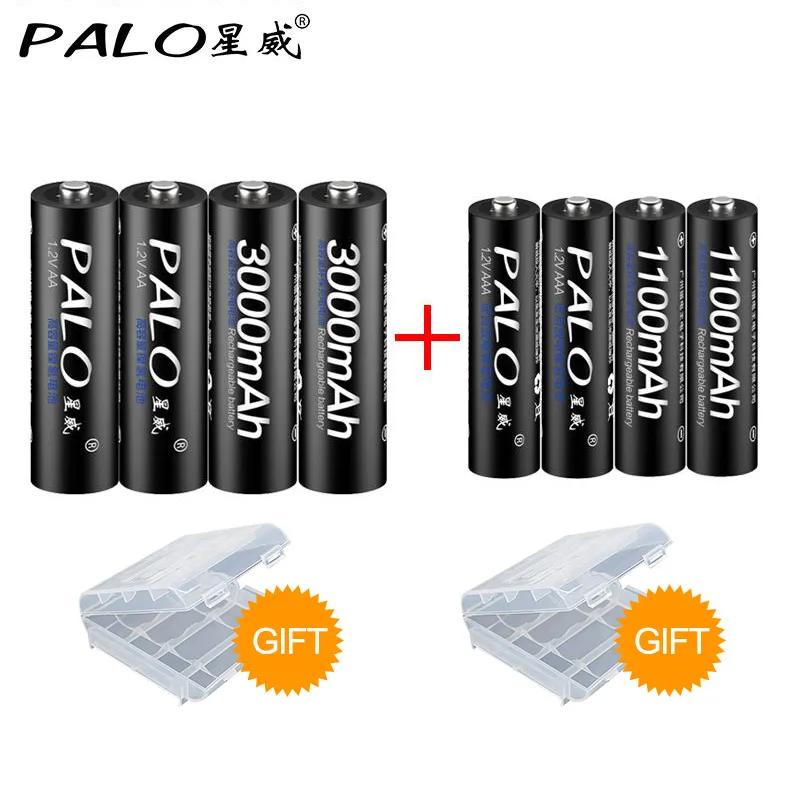 Новые 8шт AA аккумуляторы 3000мАч 1.2В AA+ Ni-MH AAA аккумулятор 1100mAh аккумуляторы 3А AA аккумулятор для игрушек питания