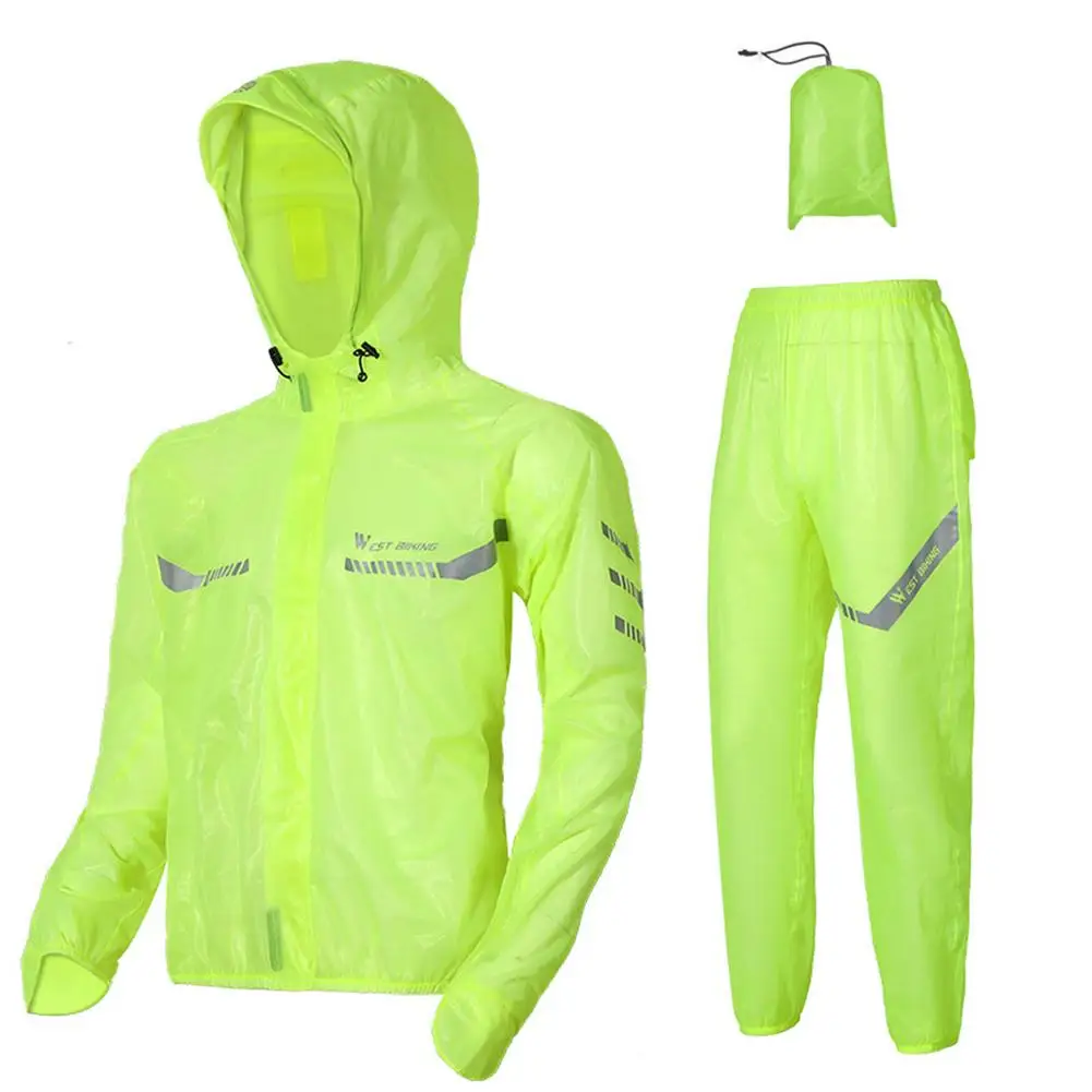 Outdoor Sports Raincoat Cycling Rain Suit 100 Polyester Fabric Bike