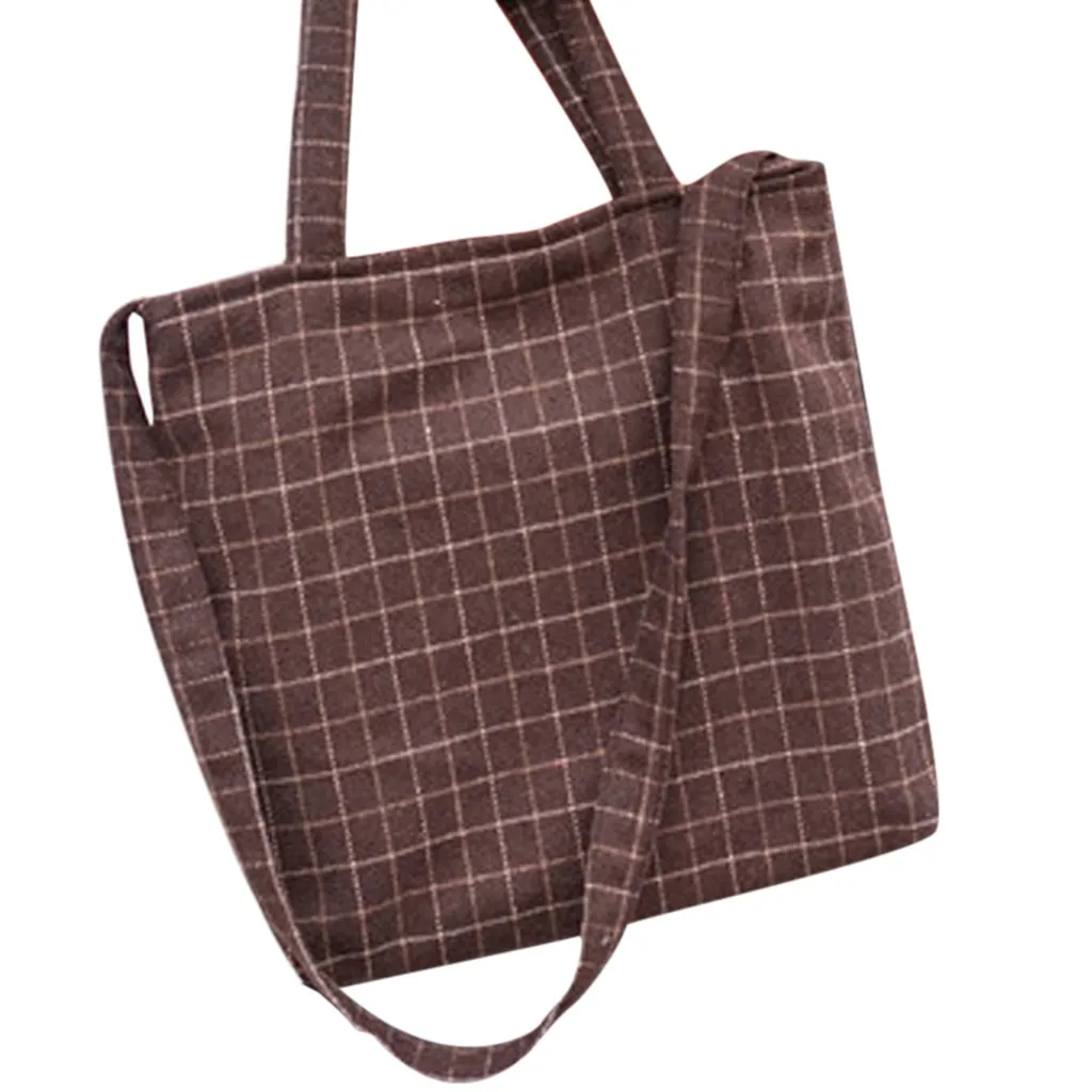 

Woman Trendy Plaid Canvas Shoulder Bags Campus Style Leisure Crossbody Bags European And American Popular Hot Sale Wild Bag 0116