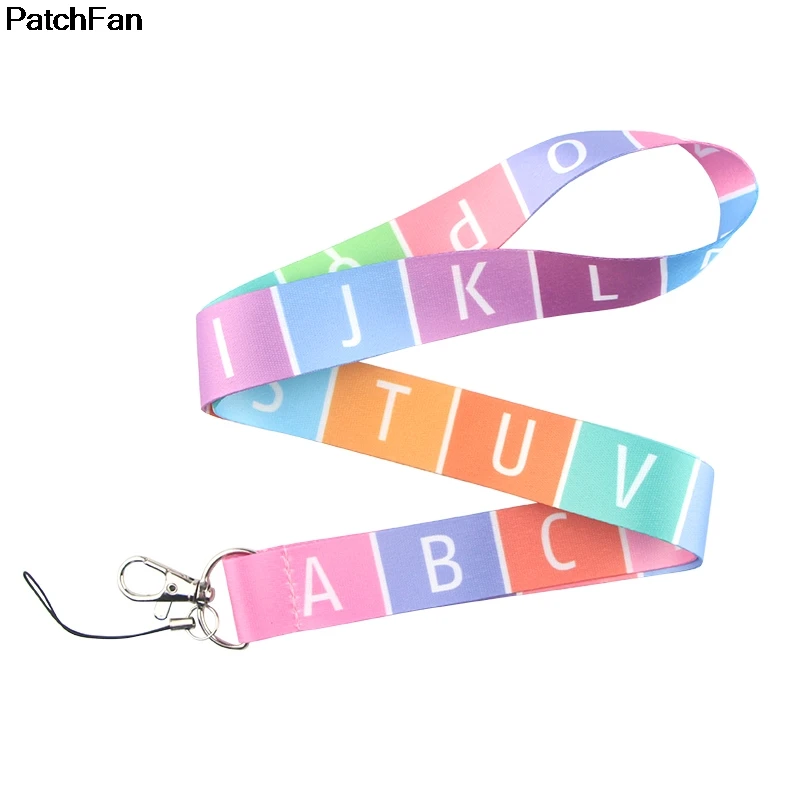 A2540 Patchfan Красочный алфавит тег ремень дети шеи ремешки для безопасности отрыва для мобильного телефона USB ID бейдж держатель ключа