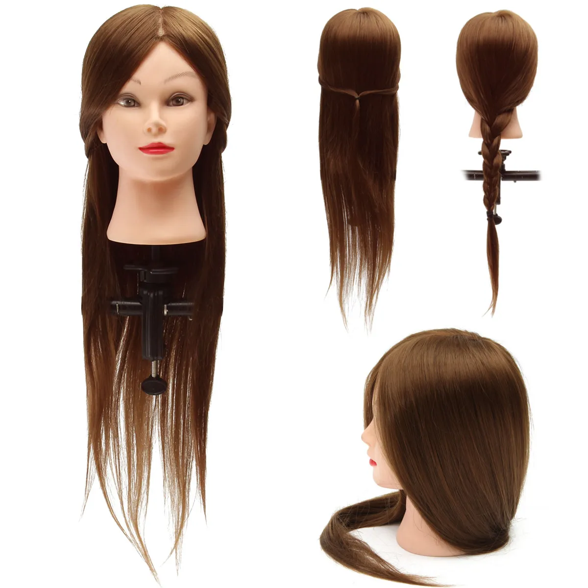 30 дюймов настоящая голова с волосами для тренировки парикмахерский манекен с зажимом держатель женский манекен леди
