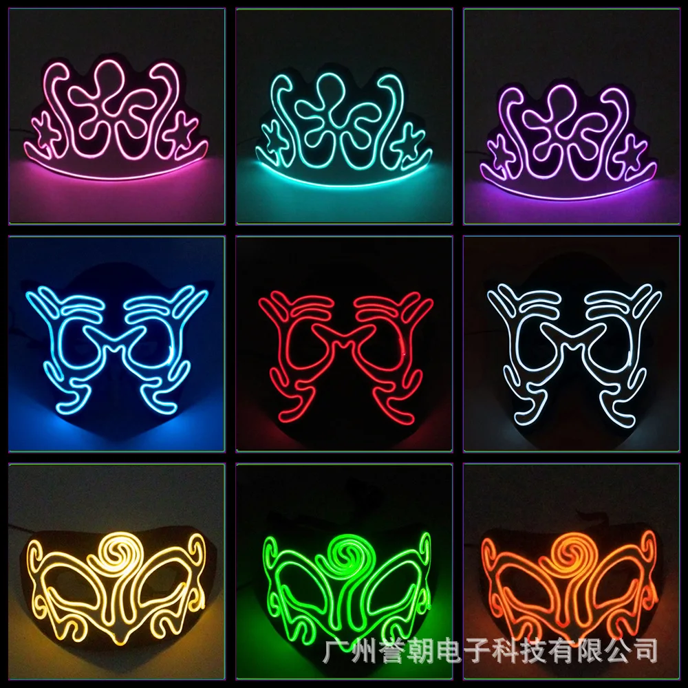 

New Products Hot Sales Eva Luminous Mask Halloween Half Face Makeup Ball Luminous Mask El Mask Luminous Mask