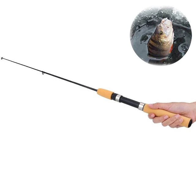 Mini canne à pêche télescopique sur glace, 55/65/75cm, Portable, en Fiber  de carbone, pour