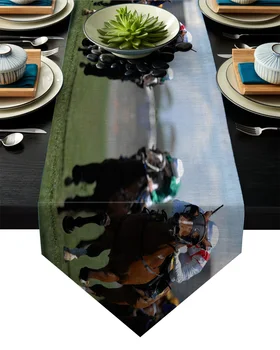 

Race Sports Horse Racing Table Runner Table Flag Home Party Decorative Tablecloth Table Runners for Wedding