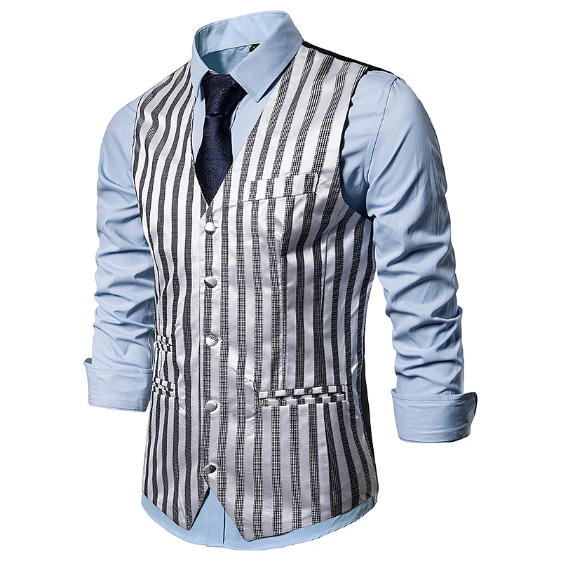 ZYFG free men Fashion striped suit vest Single-breasted design striped pattern Vest plus size smart casual style vests for men ZYFG free men Fashion striped suit vest Single-breasted design striped pattern Vest plus size smart casual style vests for men