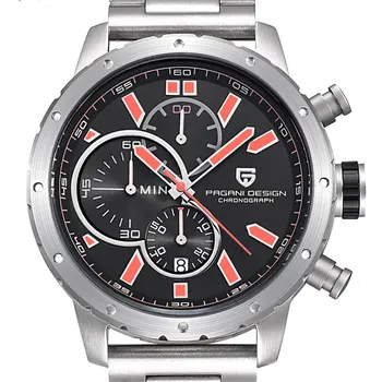 

46mm Pagani design Black/White/Blue dial Stainless steel case Quartz chronograph men‘s stainless steel men's Sport watches