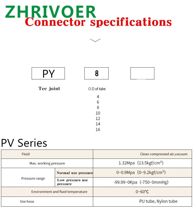 5Pcs OD 4 6 8 10 12MM  "Y" Pneumatic Connector Tee Union Push In Fitting for Air Pipe joint