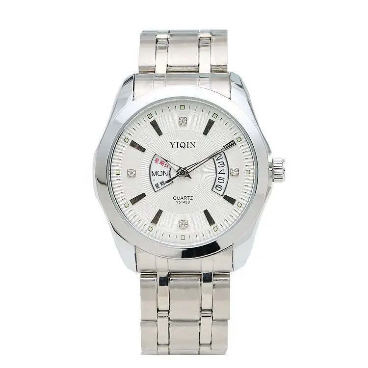 

Hot Selling Waterproof Double Calendar Men's Watch Casual Large Dial BOY'S Steel Belt Quartz Watch Ulzzang-Style