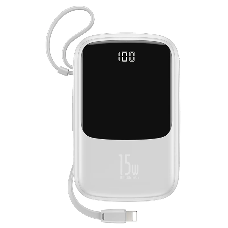 Baseus mi ni 10000 мАч, Дополнительный внешний аккумулятор USB C PD, портативное зарядное устройство, маленький внешний аккумулятор 10000 для iPhone 11 Xiaomi mi, samsung, внешний аккумулятор - Цвет: White With IP Cable